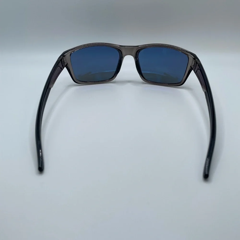 Translucent Gray Unisex Wrap-Around Sunglasses With Blue Lenses
